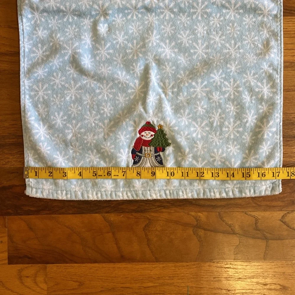Jingles & Joy Embroidered Snowman Light Blue Hand Towels Set of 2